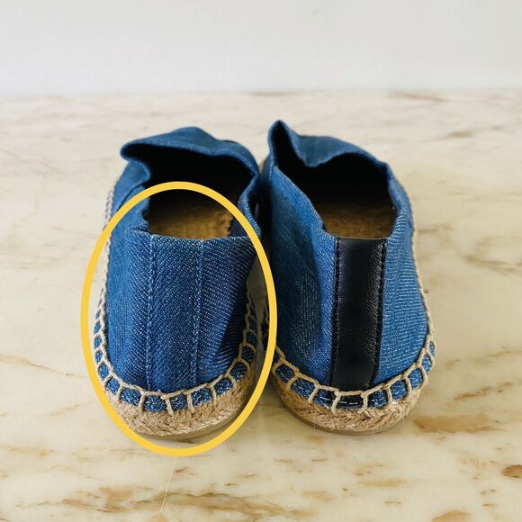 TORY BURCH Solid Blue Denim Canvas Espadrille Flats Small Logo - US 7 - Picture 7 of 8